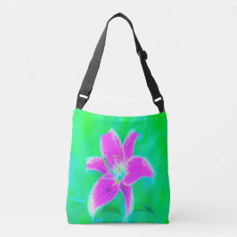 Bolso Cruzado Stargazer rosa caliente Lily sobre Turquesa y Verd