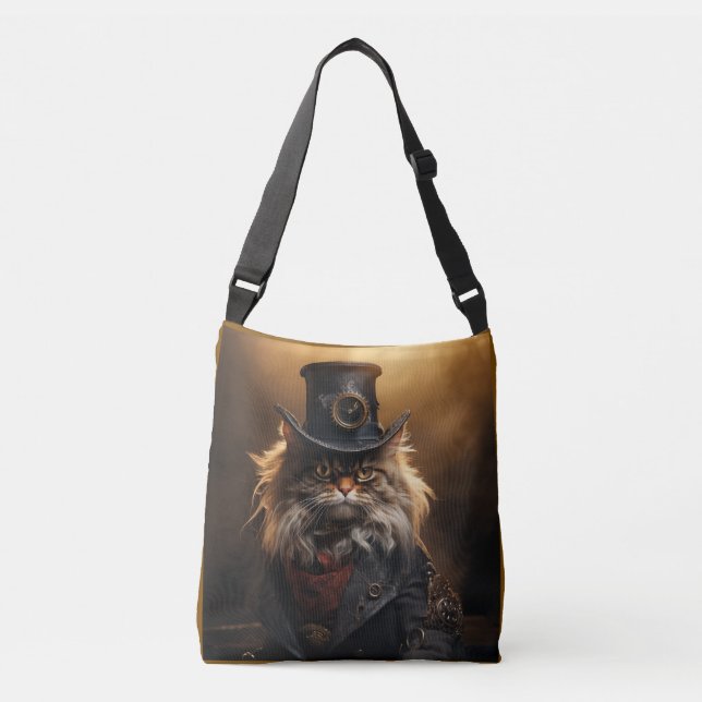 Bolso Cruzado Steampunk Grumpy Cat (Anverso)