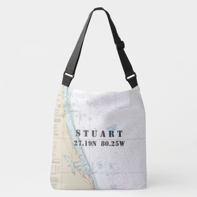 Bolso Cruzado Stuart Florida Latitude Longitud Tema Náutico (Anverso)
