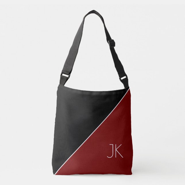 Bolso Cruzado Stylish Black Red Personalized Initial Name  (Anverso)