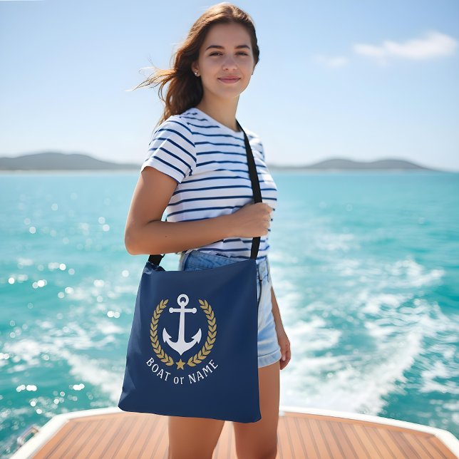 Bolso Cruzado Su nombre de barco Anchor Estilo Oro Laurel Azul (Subido por el creador)