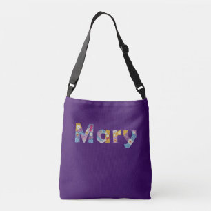 Bolso Cruzado Su nombre en letras florales artísticas / Mary
