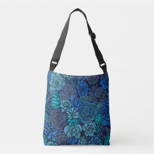 Bolso Cruzado Suculento jardín en azul