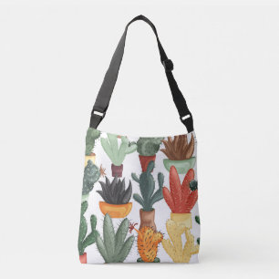 Bolso Cruzado Suculentos, cactús: lindo patrón floral.