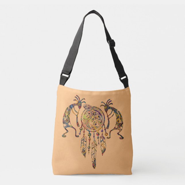 Bolso Cruzado Sueño nativo americano de ballena Kokopelli 2 (Anverso)