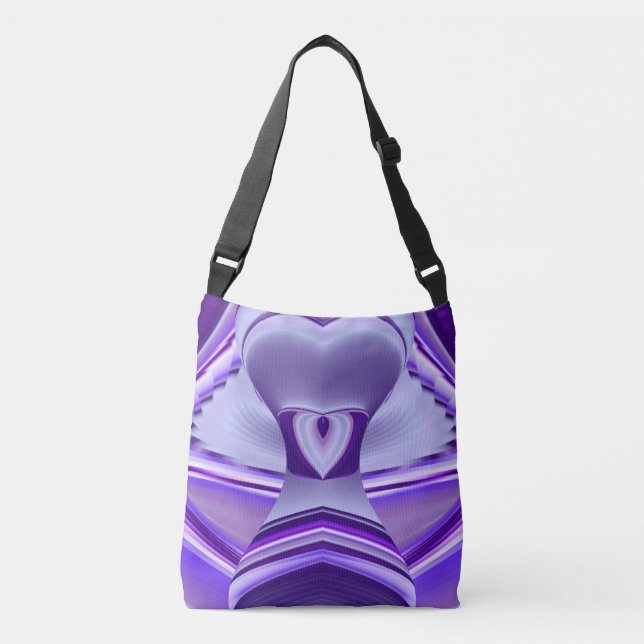 Bolso Cruzado Sueños del arcoiris de flores moradas (Anverso)