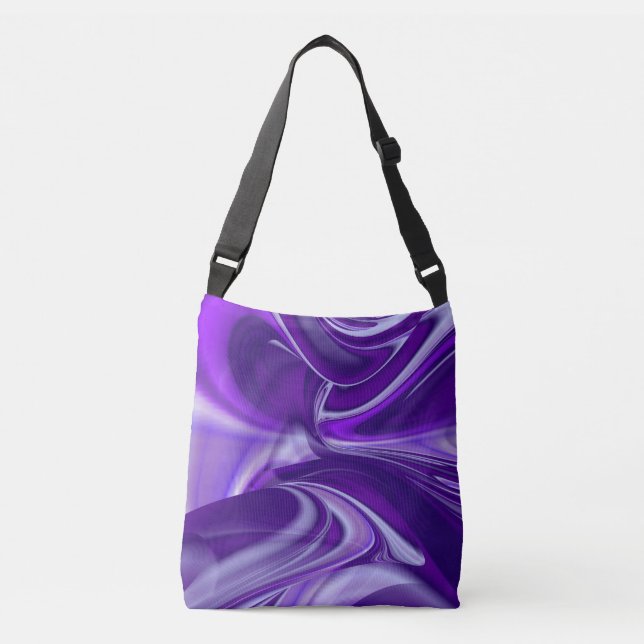 Bolso Cruzado Sueños del arcoiris de flores moradas (Anverso)