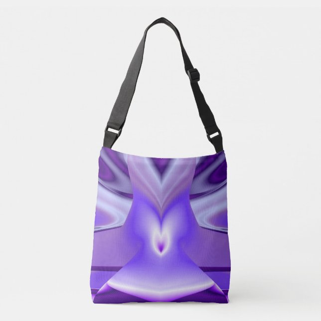 Bolso Cruzado Sueños del arcoiris de flores moradas (Anverso)