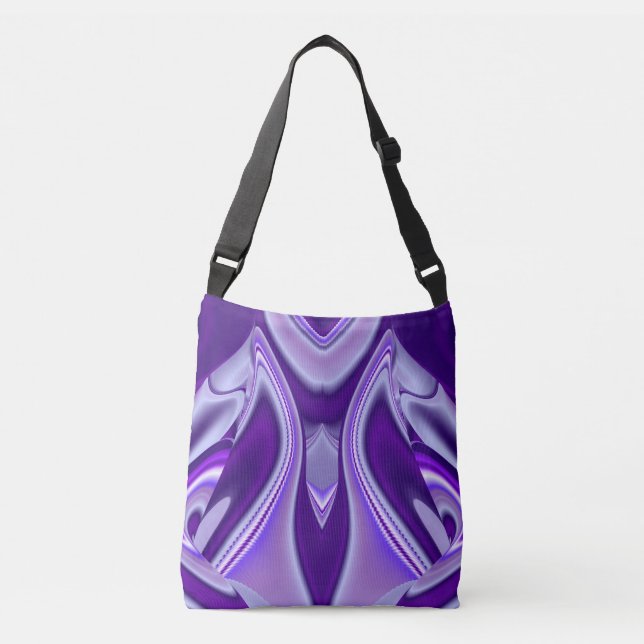 Bolso Cruzado Sueños del arcoiris de flores moradas (Anverso)