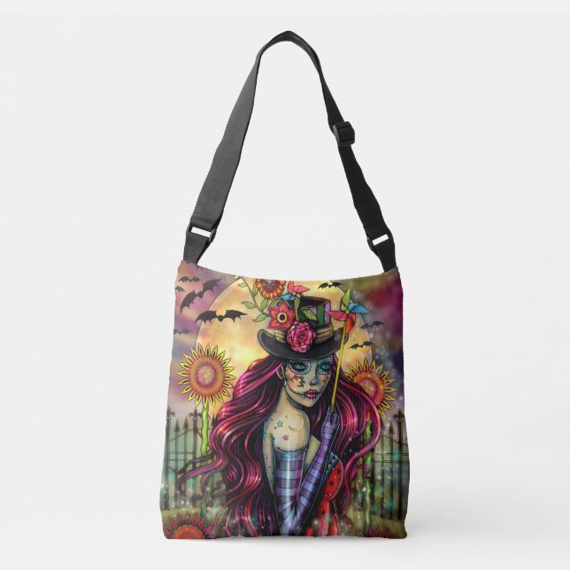 Bolso Cruzado Sugar Skull Chica Fantasy Halloween Art (Anverso)