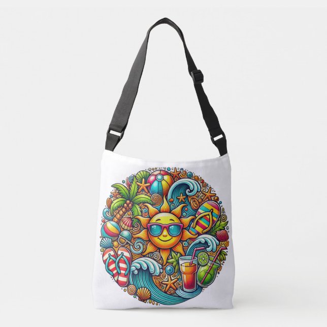 Bolso Cruzado Sunny Vibes Tropical Beach (Anverso)