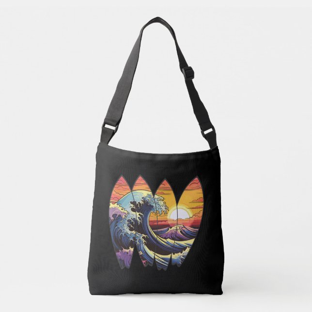 Bolso Cruzado Surfing Waves Surfboards (Anverso)