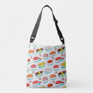Bolso Cruzado Sushi de nigiri de época, patrón de doodle