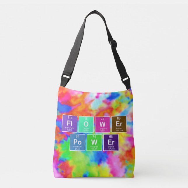 Bolso Cruzado Tabla química periódica de elementos: FlOWEr PoWEr (Anverso)