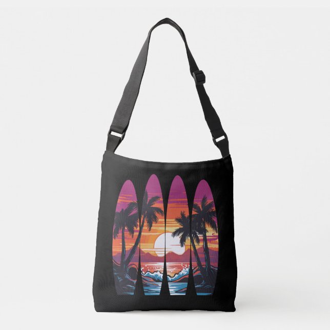 Bolso Cruzado Tablas de Surf Atardecer (Anverso)