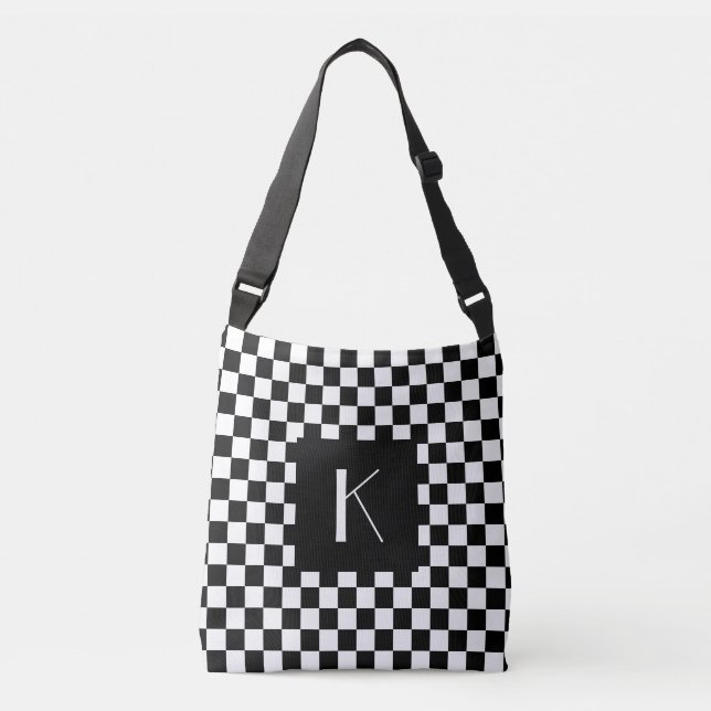 Bolso Cruzado tablero de damas retro con su monograma (Anverso)