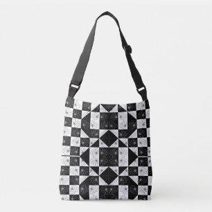 Bolso Cruzado Tablero monocromo y patrón de glamour floral