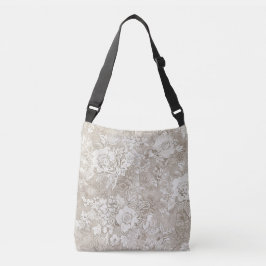Bolso Cruzado Tan y Cream Floral