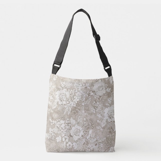 Bolso Cruzado Tan y Cream Floral (Anverso)