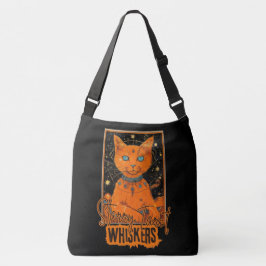Bolso Cruzado Tarot de gato cósmico | Naranja Feline Art