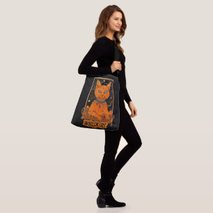 Bolso Cruzado Tarot de gato cósmico   Naranja Feline Art