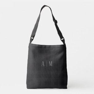 Bolso Cruzado Tartan Escocés Negro con Monograma Inicial Persona