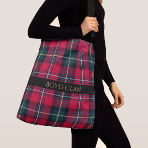 Bolso Cruzado Tartán rojo con nombre o iniciales
