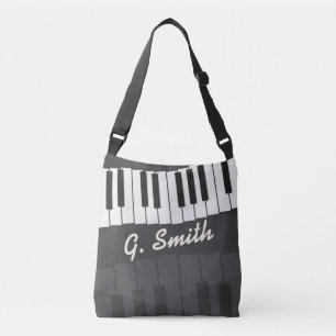 Bolso Cruzado Teclado de piano blanco y negro Personalizado. Agr