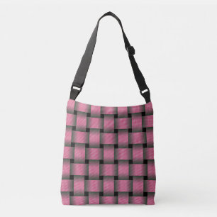 Bolso Cruzado Tejidos de cesta rosada a rayas