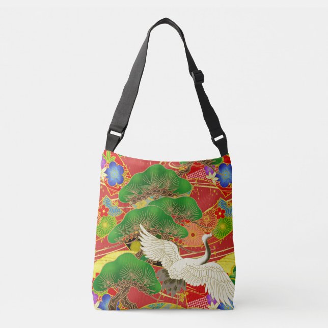 Bolso Cruzado Tela de Kimono inspirada en tela japonesa (Anverso)