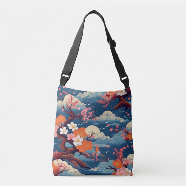 Bolso Cruzado Tela de Kimono inspirada en tela japonesa (Anverso)