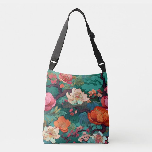 Bolso Cruzado Tela de Kimono inspirada en tela japonesa (Anverso)