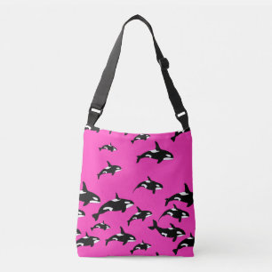 Bolso Cruzado Tema oceánico con patrones de ballena rosa calient