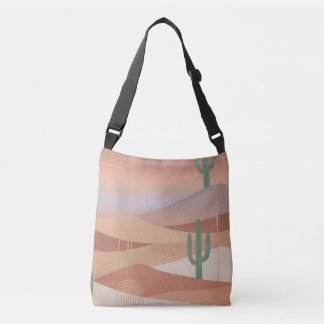 Bolso Cruzado Terracotta Desert Sunset Boho Geometric Cacti Tote