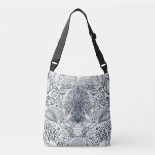 Bolso Cruzado Tesoros de playa, conchas marinas, cangrejos, cora