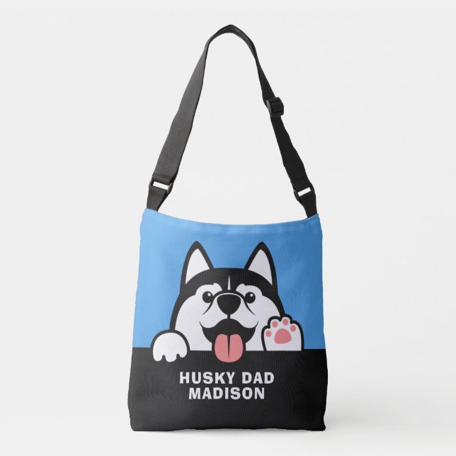 Bolso Cruzado Texto del personalizado del Husky Siberiano (Anverso)