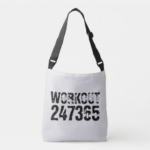 Bolso Cruzado Texto desgastado y raspado Workout 247365 negro