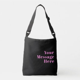 Bolso Cruzado Texto editable retro-moderno | Negro y rosa