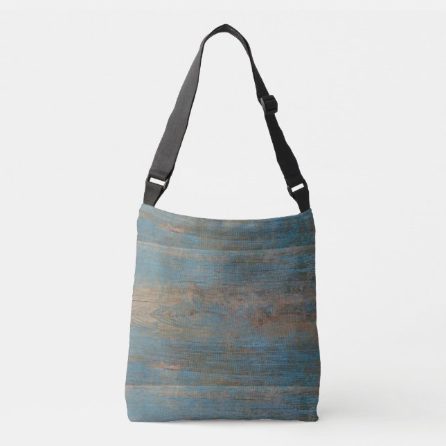 Bolso Cruzado Textura de madera de Blue Beach (Anverso)