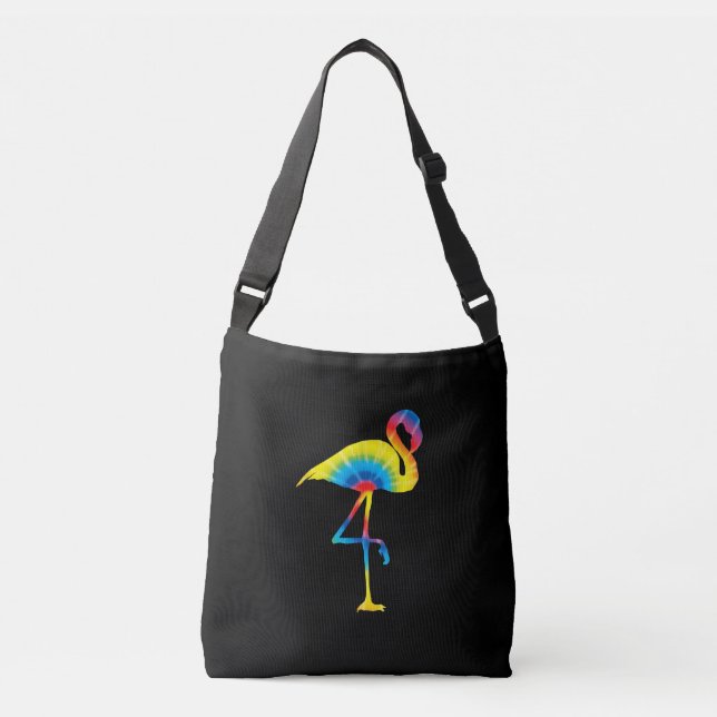 Bolso Cruzado Tie Dye Flamingo Rainbow Print Bird Animal Hippie (Anverso)