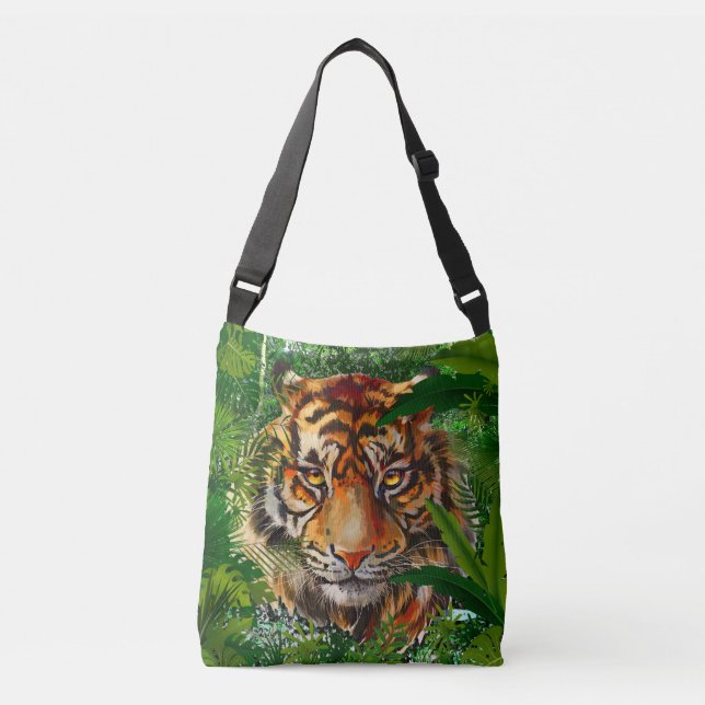 Bolso Cruzado Tigre verde - Vida silvestre de la naturaleza de l (Anverso)