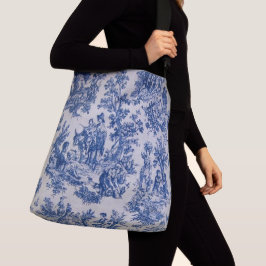 Bolso Cruzado Tile de jouy azul y blanco elegante