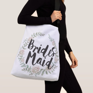 Bolso Cruzado Tipografía de la dama de honor Rosa de agua Wreath