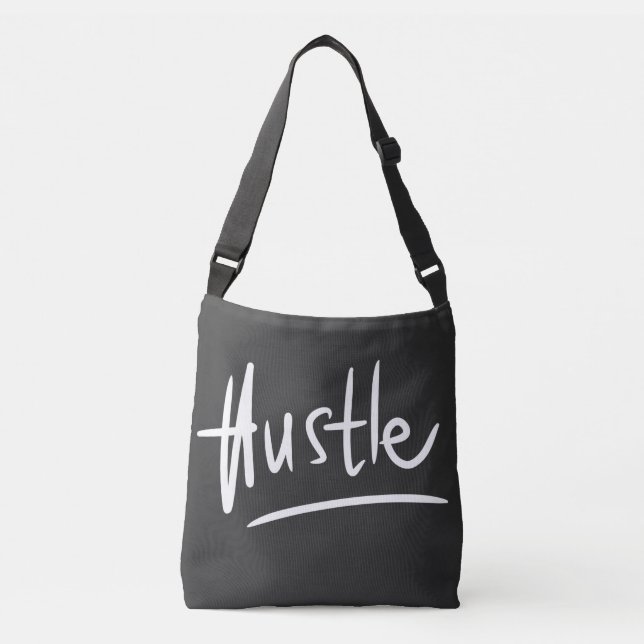 Bolso Cruzado Tipografía Hustle Blanco (Anverso)