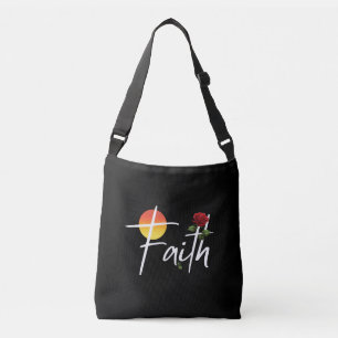 Bolso Cruzado Tipografía religiosa con Rosas