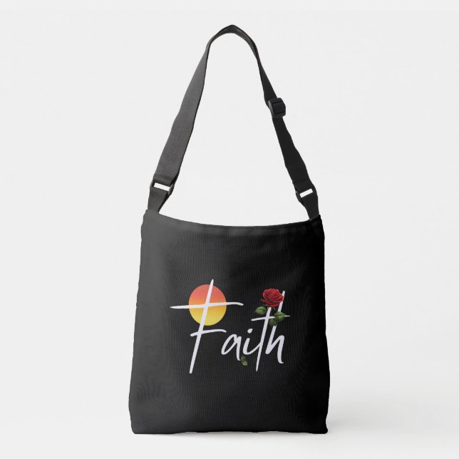 Bolso Cruzado Tipografía religiosa con Rosas (Anverso)