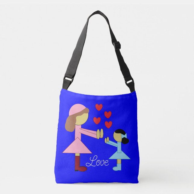 Bolso Cruzado Todos los niños necesitan amor: Azul (Anverso)