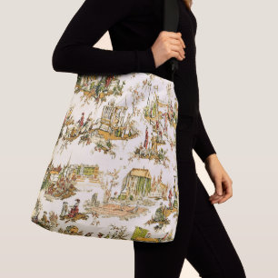 Bolso Cruzado Toile Creme Francés Chinoiserie Estilo Rústico