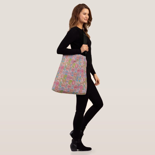 Bolso Cruzado Tono rosa azul violeta círculos arte moderno grand (Puesto)