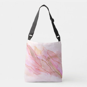 Bolso Cruzado Tonos rosados en nubes de tinta con oro